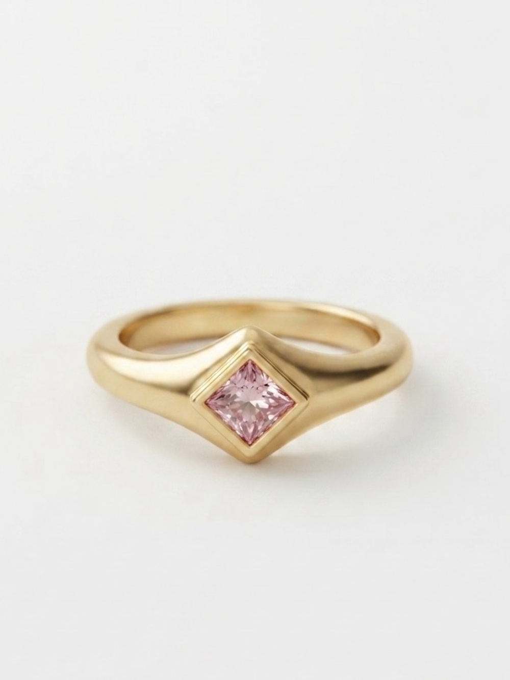 Elegant Solitaire Pink Stone Ring - Adjustable Rhodium Plated Stainless Steel